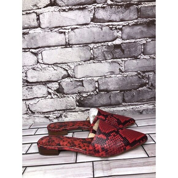 Vince Camuto Felinial Red Leather Snake Print Mule Flats Shoes Women 6M US/36.5 - Picture 4 of 16